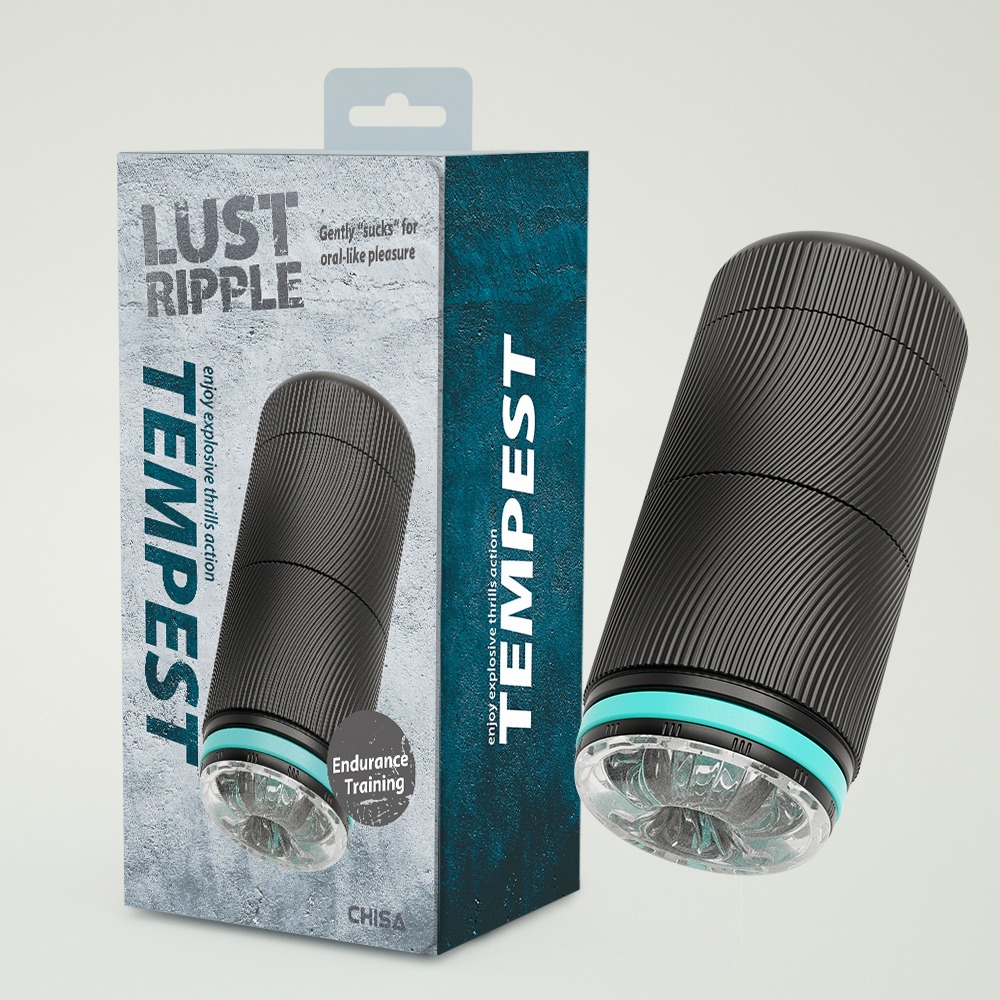 Разное - Мастурбатор прозрачный в черной колбе Chisa Lust Ripple Tempest