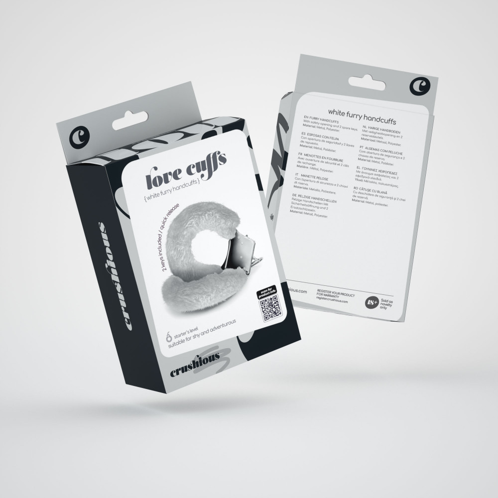 Наручники и ограничения - Наручники Love Cuffs Crushious металлические, с белым мехом 1