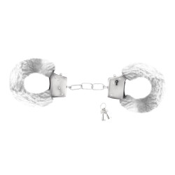 Наручники Love Cuffs Crushious металлические, с белым мехом