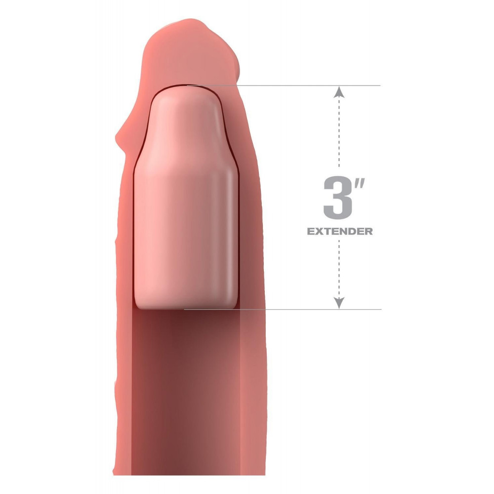 Эрекционные кольца без вибрации - Насадка на пенис Pipedream Fantasy X-tensions Elite бежевая, 23 см 2