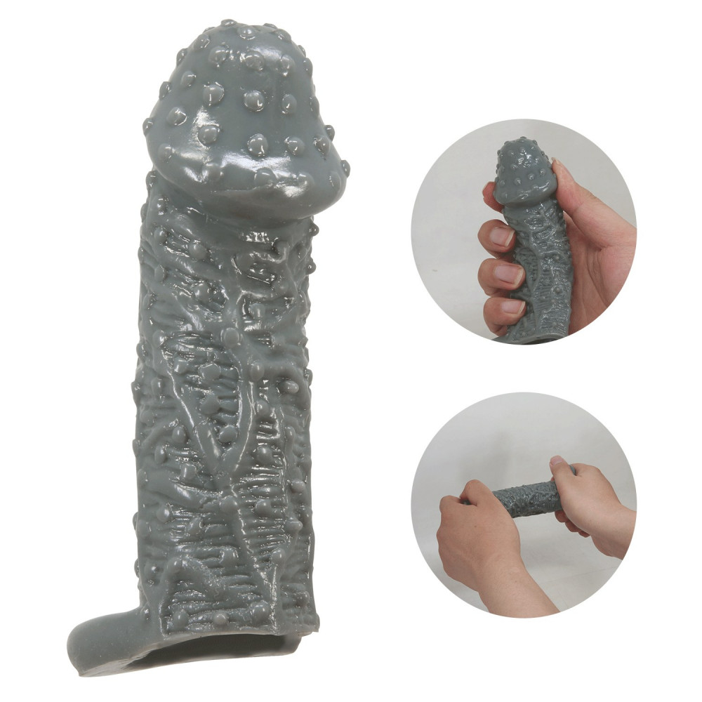  - Насадка - презерватив Brave Man, BI-016013-2 ( сіра ) 1