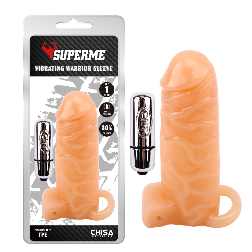 Секс игрушки - Насадка с вибро беж Chisa Superme Vibrating Warrior Sleeve