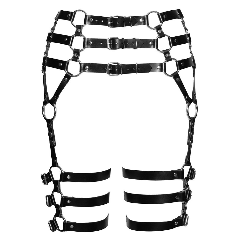  - Пояс-гартеры кожаные ZADO FETISH с серебристой фурнитурой, черный, S/L 3