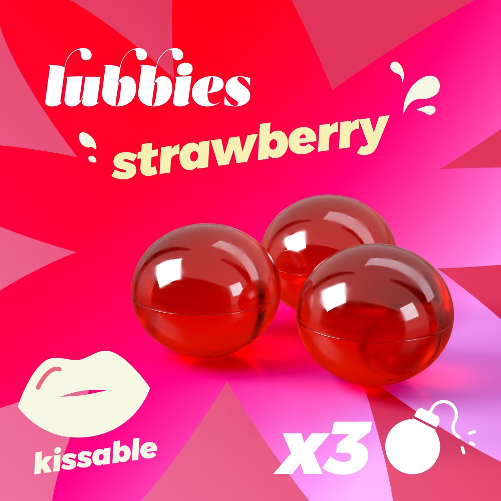  - Кульки для масажу Crushious Lubbies зі смаком полуниці, 3 шт