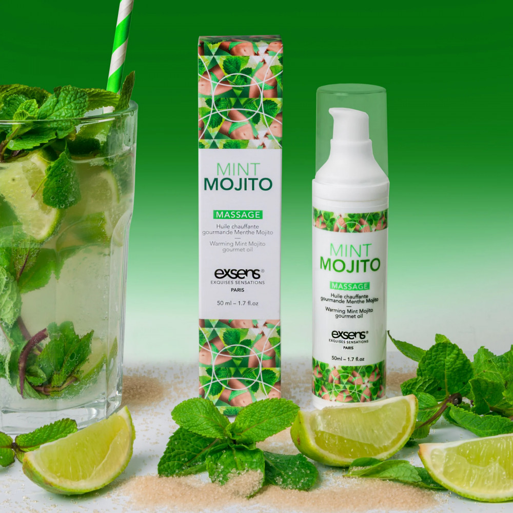 Для масажу - Масажна олія EXSENS Mojito 50мл розігрівальна, без цукру, без парабенів, їстівна 5