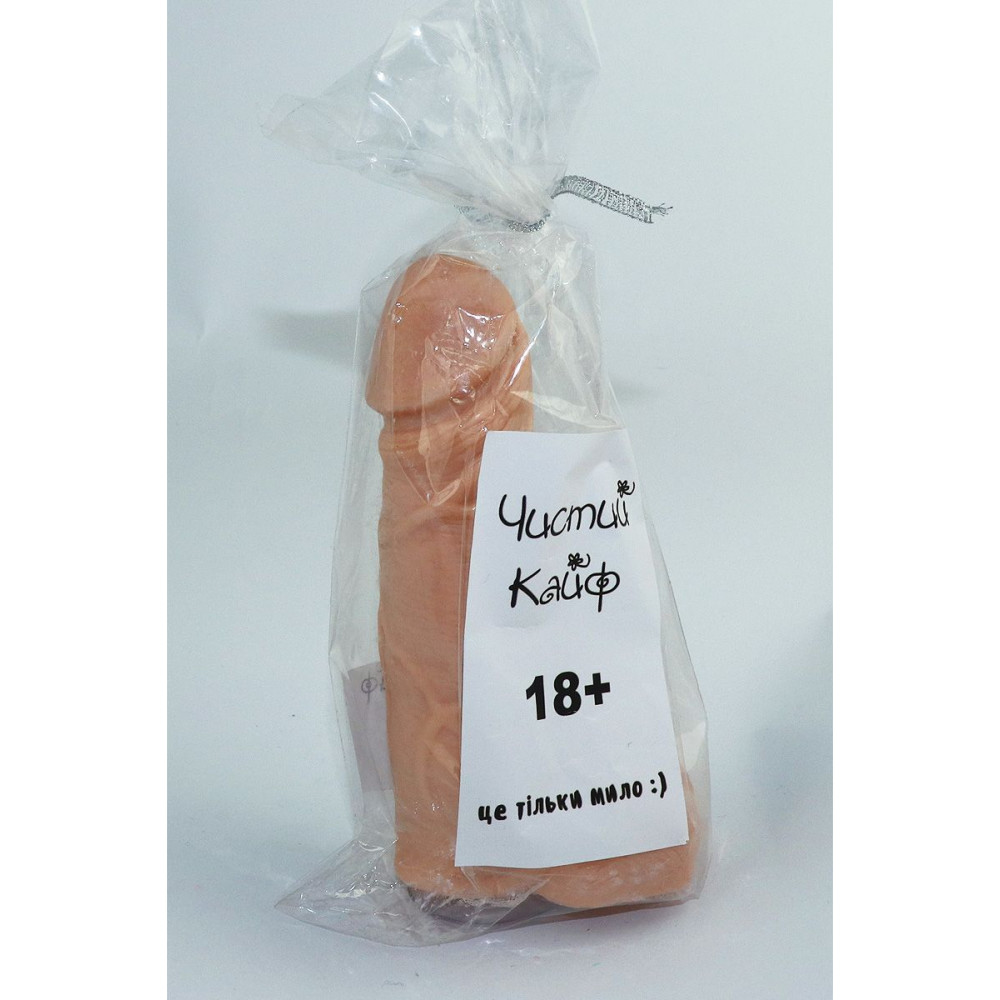 Секс приколы - Крафтовое мыло-член с присоской Чистый Кайф Brown size L 1