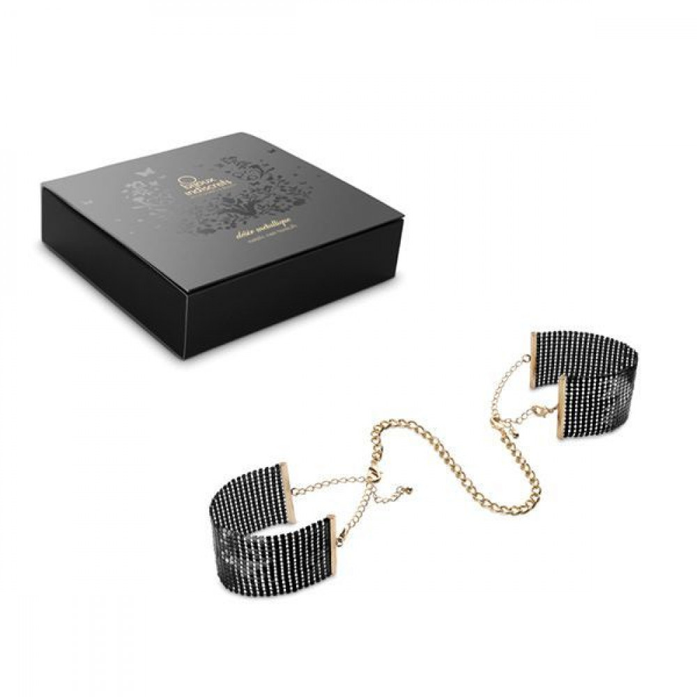 Наручники, веревки, бондажы, поножи - Наручники Bijoux Indiscrets Desir Metallique Handcuffs - Black, металлические, стильные браслеты 5