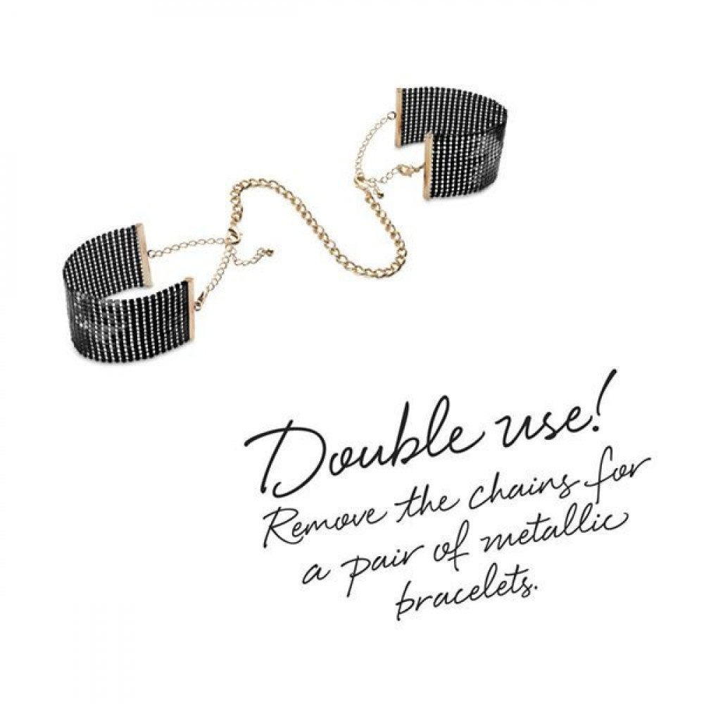 Наручники, веревки, бондажы, поножи - Наручники Bijoux Indiscrets Desir Metallique Handcuffs - Black, металлические, стильные браслеты 4