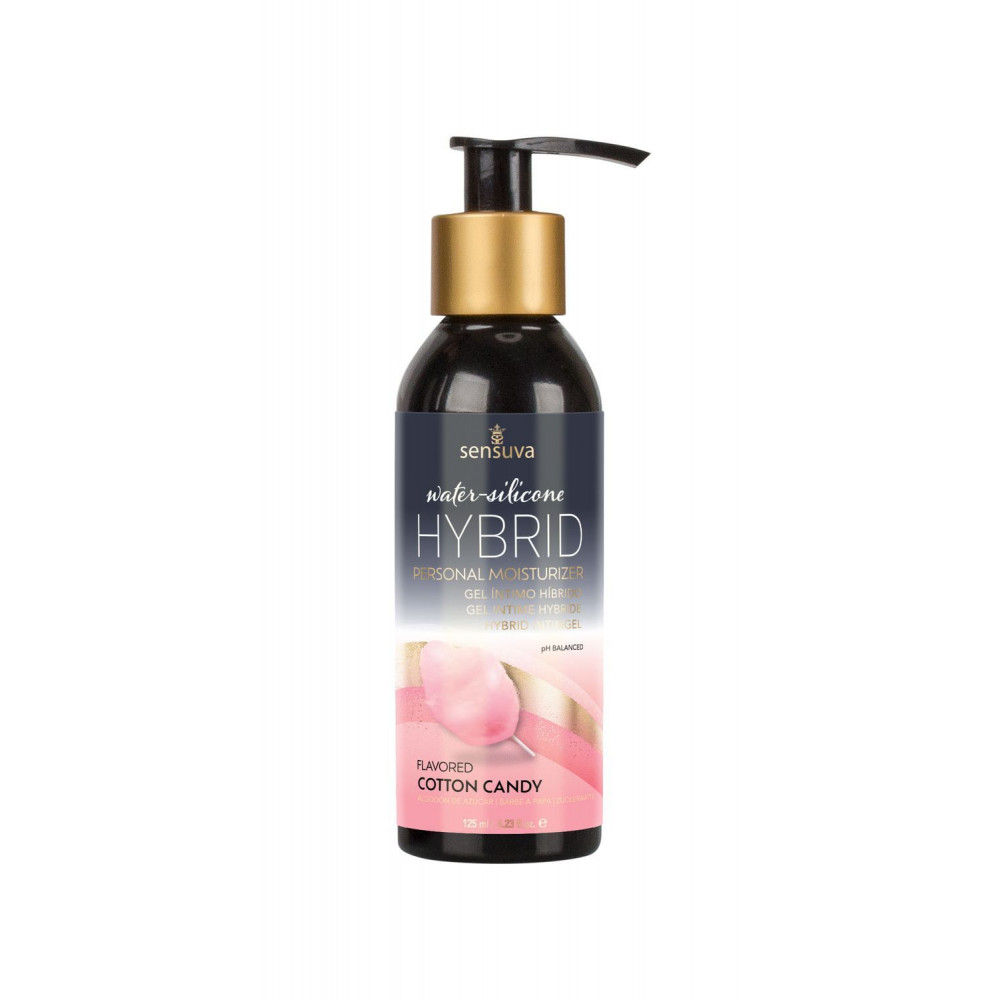 Смазки на гибридной основе - Смазка водно-силиконовая Sensuva Hybrid Cotton Candy (125 мл) без сахара, можно для оральных ласк