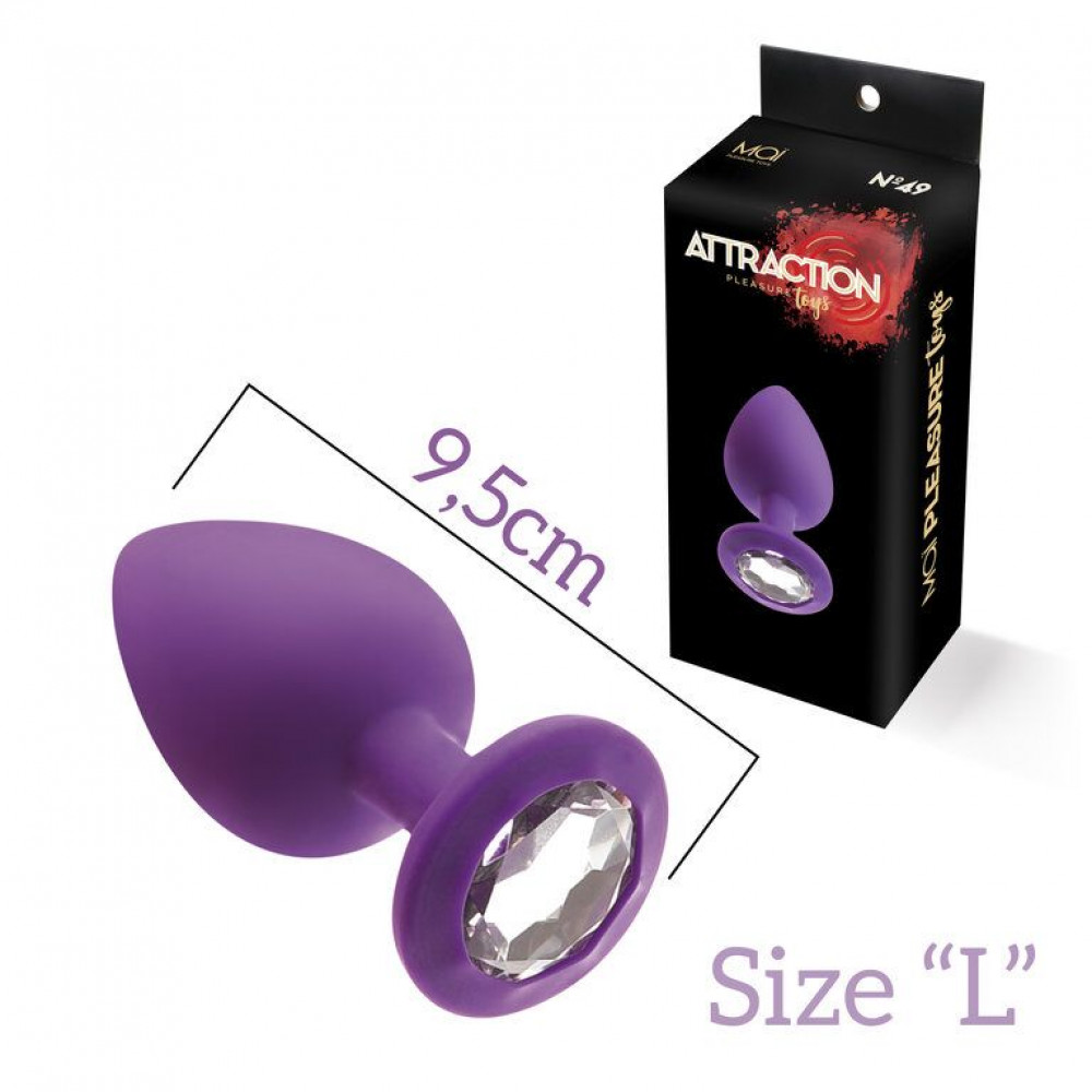 Анальная пробка - Анальная пробка с кристаллом MAI Attraction Toys №49 Purple, длина 9,5см, диаметр 4см 2