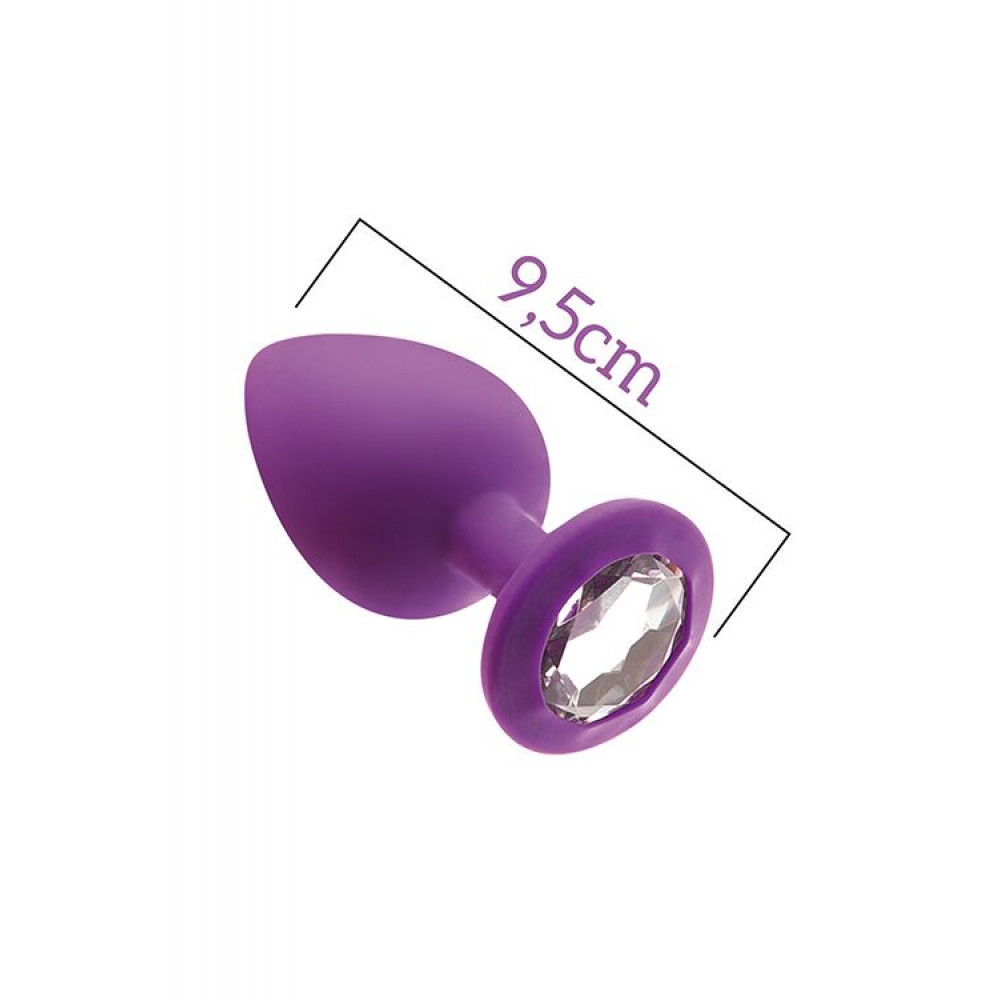 Анальная пробка - Анальная пробка с кристаллом MAI Attraction Toys №49 Purple, длина 9,5см, диаметр 4см