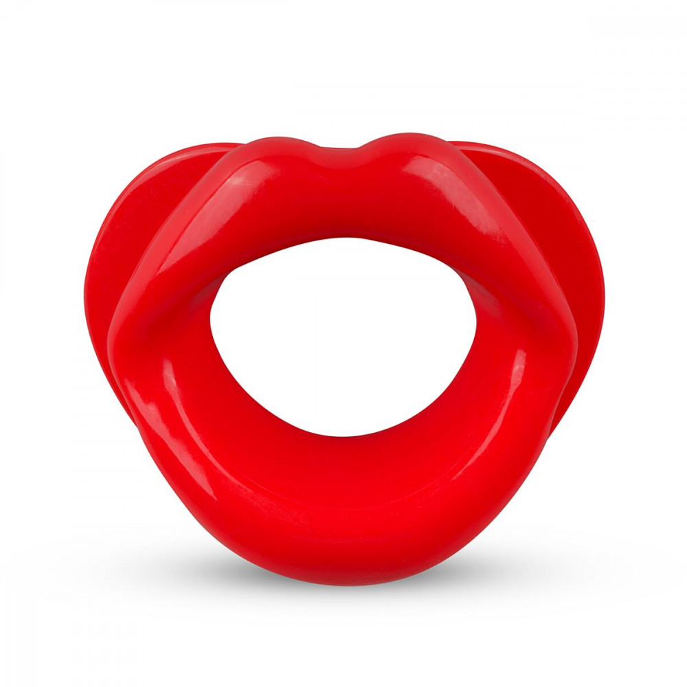 БДСМ аксессуары - Силиконовая капа-расширитель для рта в форме губ / капа-губы XOXO Blow Me A Kiss Mouth Gag - Red