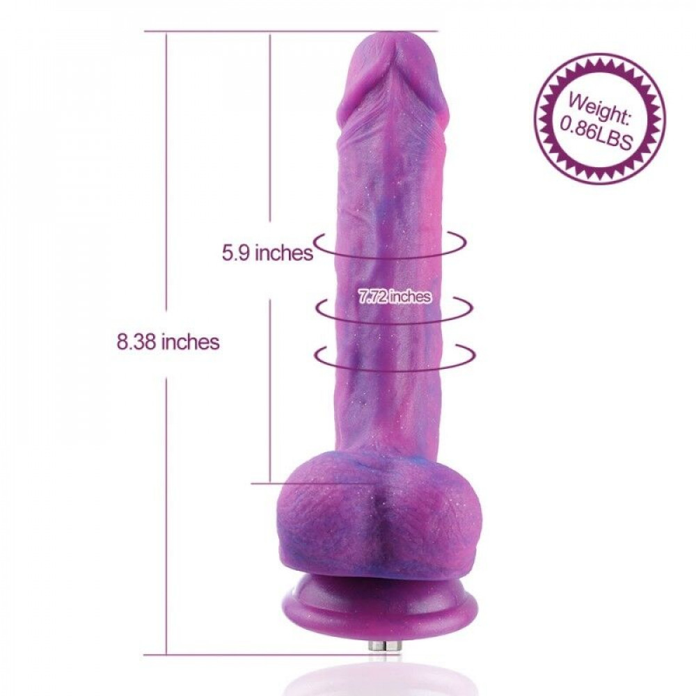 Фаллоимитаторы с вибрацией - Фаллоимитатор 8.2″ с вибрацией для секс-машин Hismith Purple Silicone Dildo with Vibe, KlicLok 6