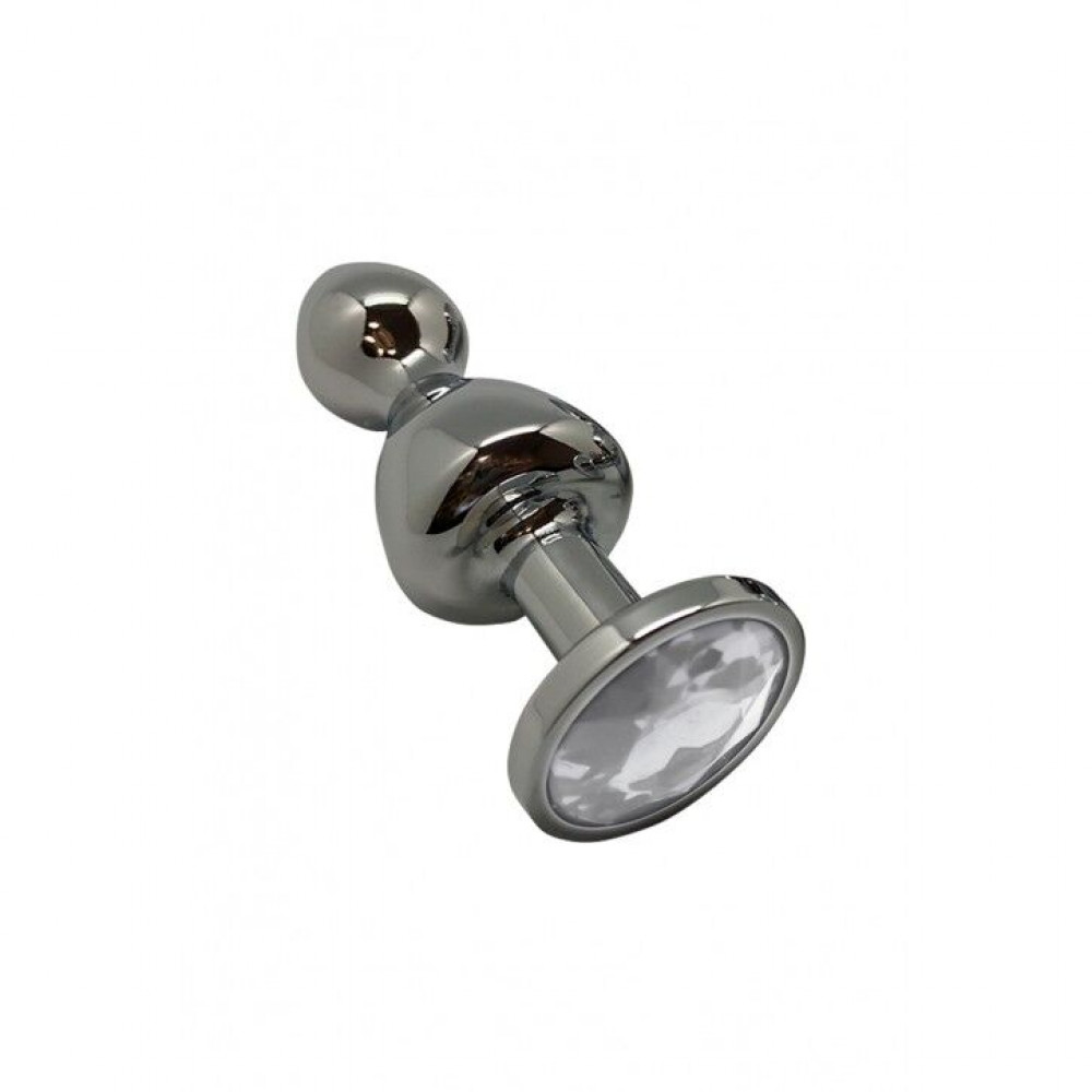 Анальная пробка - Металлическая анальна пробка Wooomy Lollypop Double Ball Metal Plug S, диаметр 2,8 см, длина 8,5 см