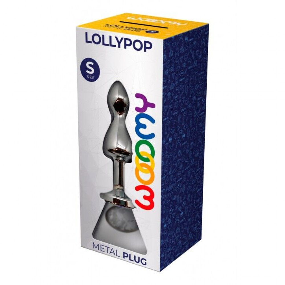 Анальная пробка - Металлическая анальна пробка Wooomy Lollypop Double Ball Metal Plug S, диаметр 2,8 см, длина 8,5 см 2