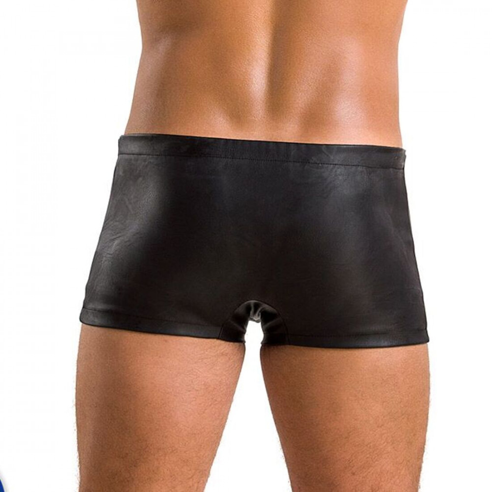Стринги, трусы и шорты - Мужские кожаные боксеры с заклепками Passion 048 Short David L/XL Black 5