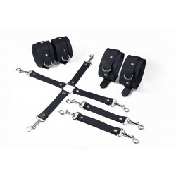 Набор для БДСМ 3 в 1 Feral Feelings BDSM Kit 3 Black, black, наручники, поножи, крестовина