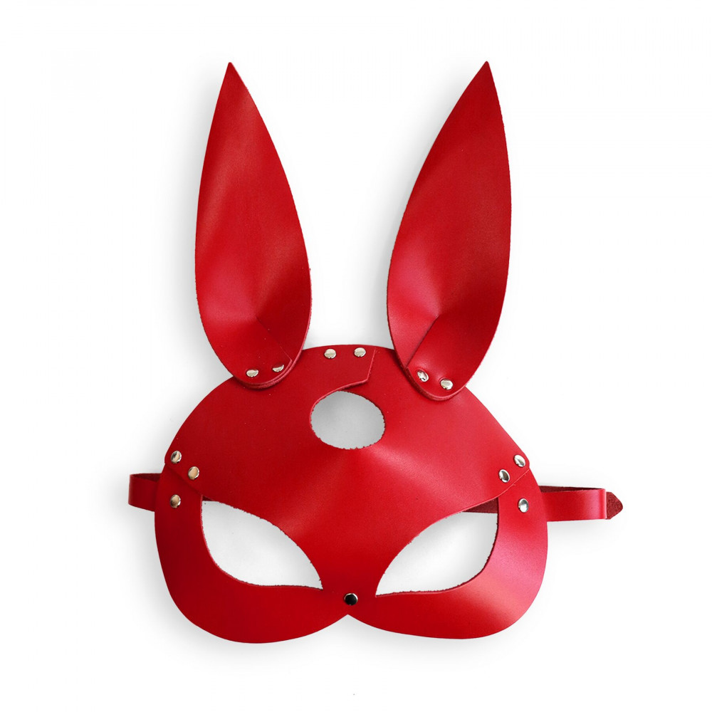 Маски - Кожаная маска Зайки Art of Sex - Bunny mask, цвет Красный 3