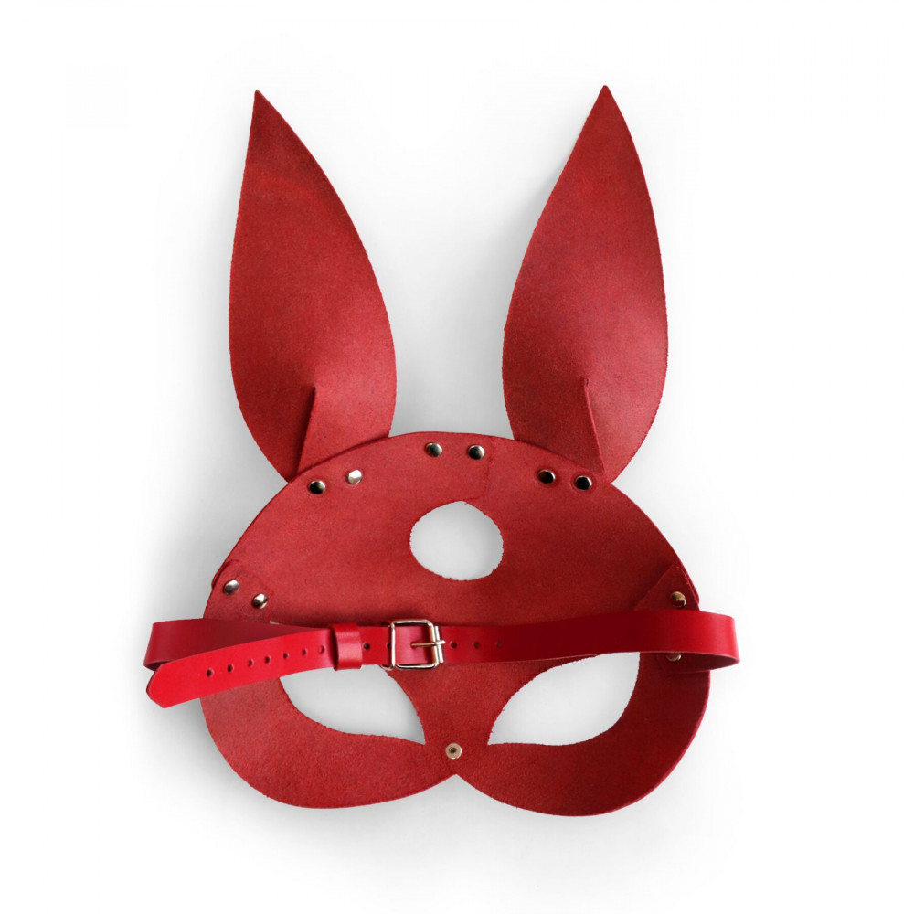 Маски - Кожаная маска Зайки Art of Sex - Bunny mask, цвет Красный 2