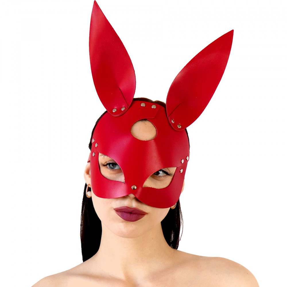 Маски - Кожаная маска Зайки Art of Sex - Bunny mask, цвет Красный