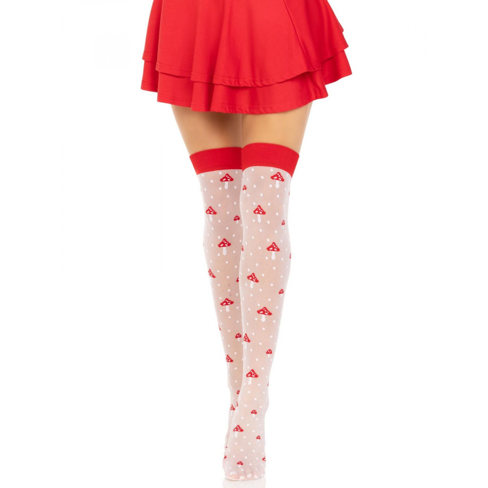 Чулки - Чулки Leg Avenue Polka Dot Mushroom Thigh Highs One Size 4