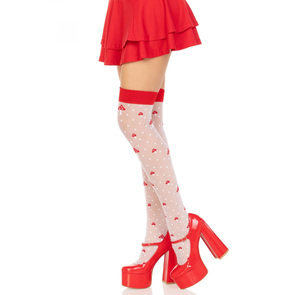 Чулки - Чулки Leg Avenue Polka Dot Mushroom Thigh Highs One Size 3