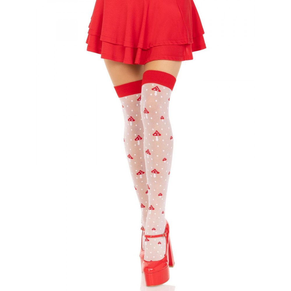 Чулки - Чулки Leg Avenue Polka Dot Mushroom Thigh Highs One Size 2