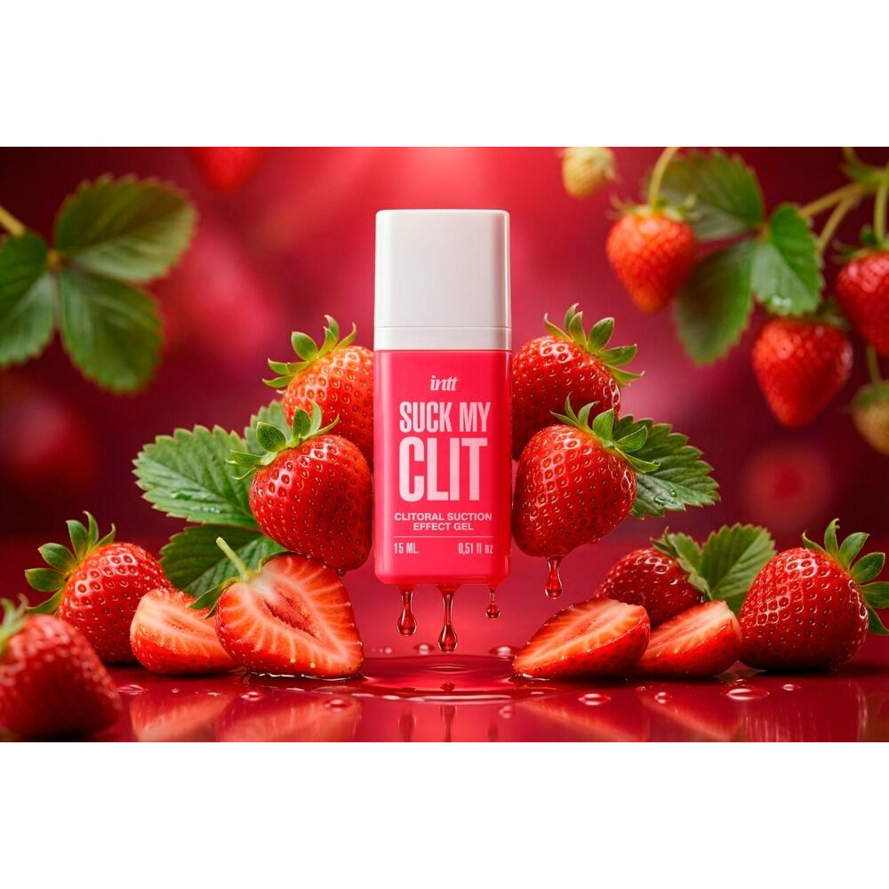 Средства для возбуждения - Смоктайзер для клитора Intt Suck My Clit Wild Strawberry (15 мл), клубника, гель с эффектом посасывания 7