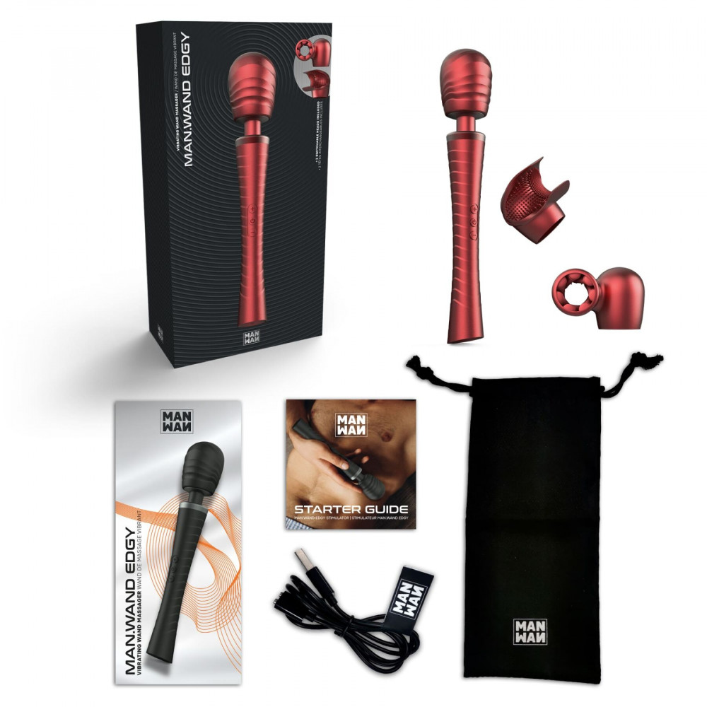 Для LGBTQ+ - Вибромассажер Manwan MAN.WAND EDGY Velvet Red 4