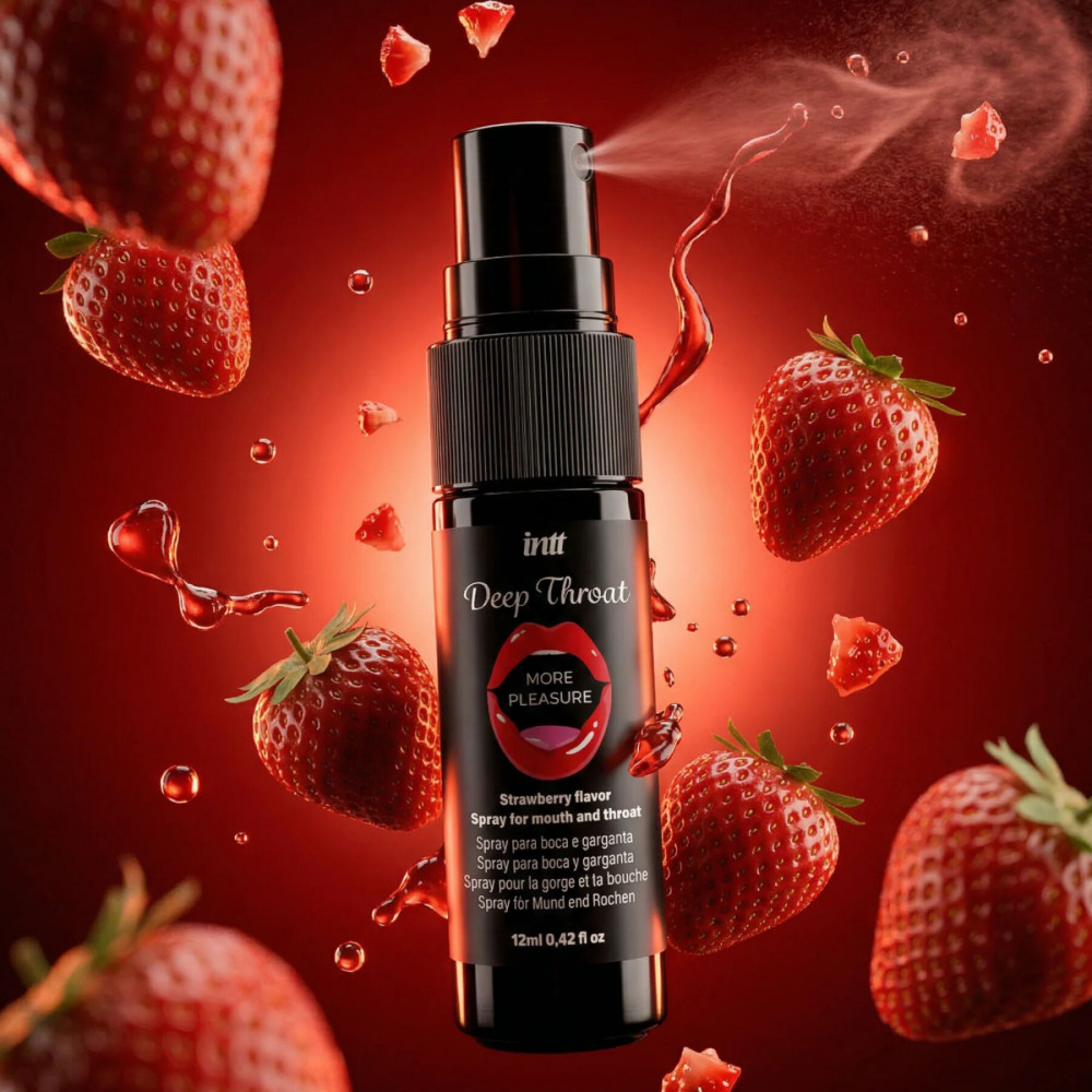 Оральные смазки - Спрей для глубокого минета Intt Deep Throat Oral Spray Strawberry (12 мл) 2