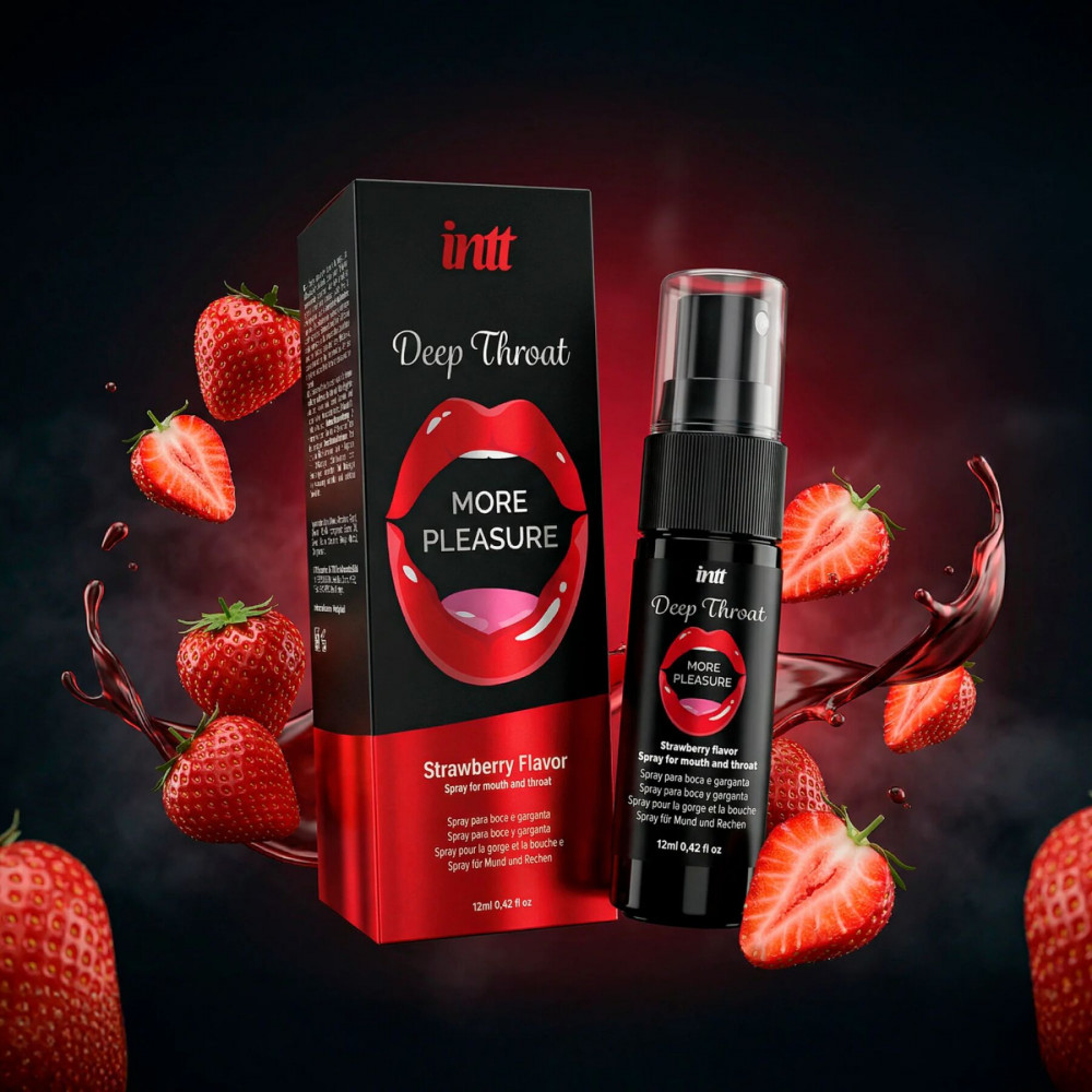 Оральные смазки - Спрей для глубокого минета Intt Deep Throat Oral Spray Strawberry (12 мл) 1