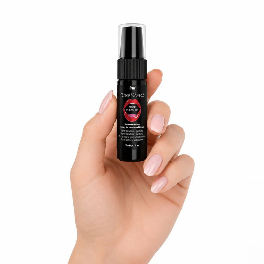 Оральные смазки - Спрей для глубокого минета Intt Deep Throat Oral Spray Strawberry (12 мл) 3