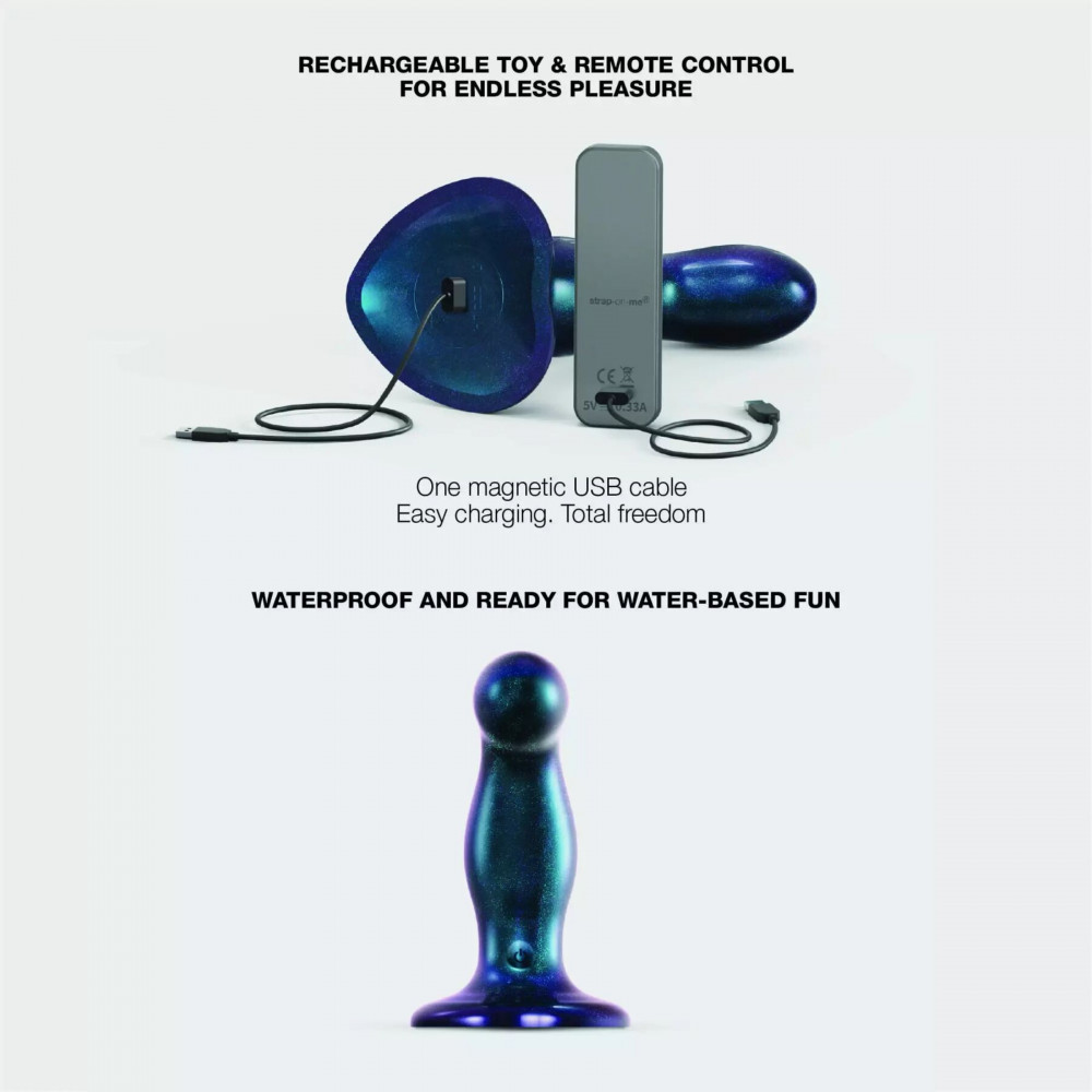 Фаллоимитаторы - Дилдо с вибрацией Strap-On-Me FINGERING & VIBRATING DILDO - M - BLUE, с манящим движением 2