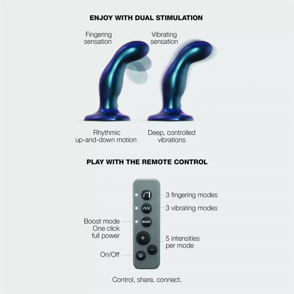 Фаллоимитаторы - Дилдо с вибрацией Strap-On-Me FINGERING & VIBRATING DILDO - M - BLUE, с манящим движением 1