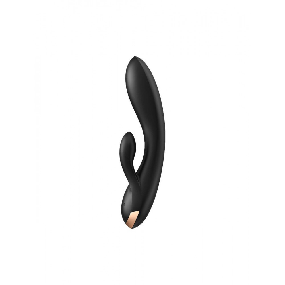 Вибратор-кролик - Смарт вибратор-кролик с двойным отростком Satisfyer Double Flex Black 3