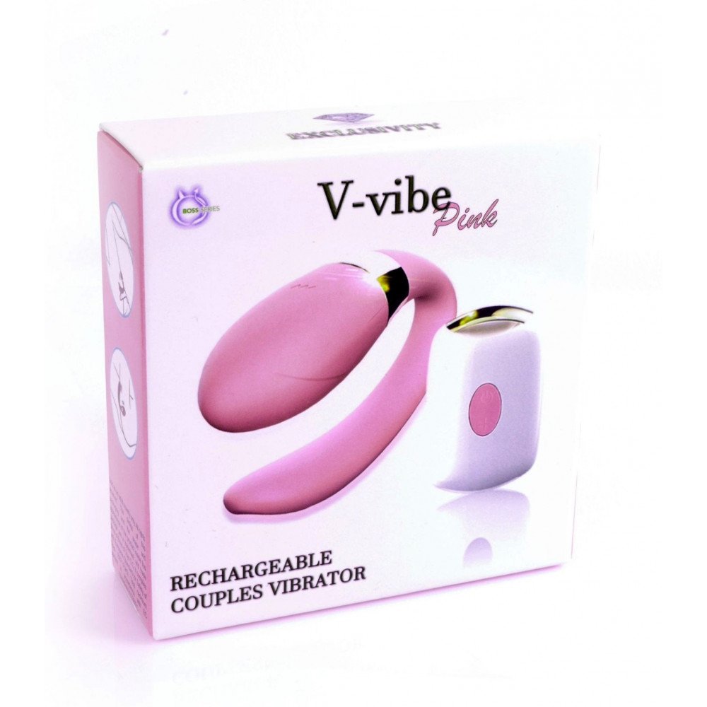 Вибратор - Вибромассажер для пар с пультом ДУ - Boss Series V-Vibe Pink USB 7 Function, BS6200001 2