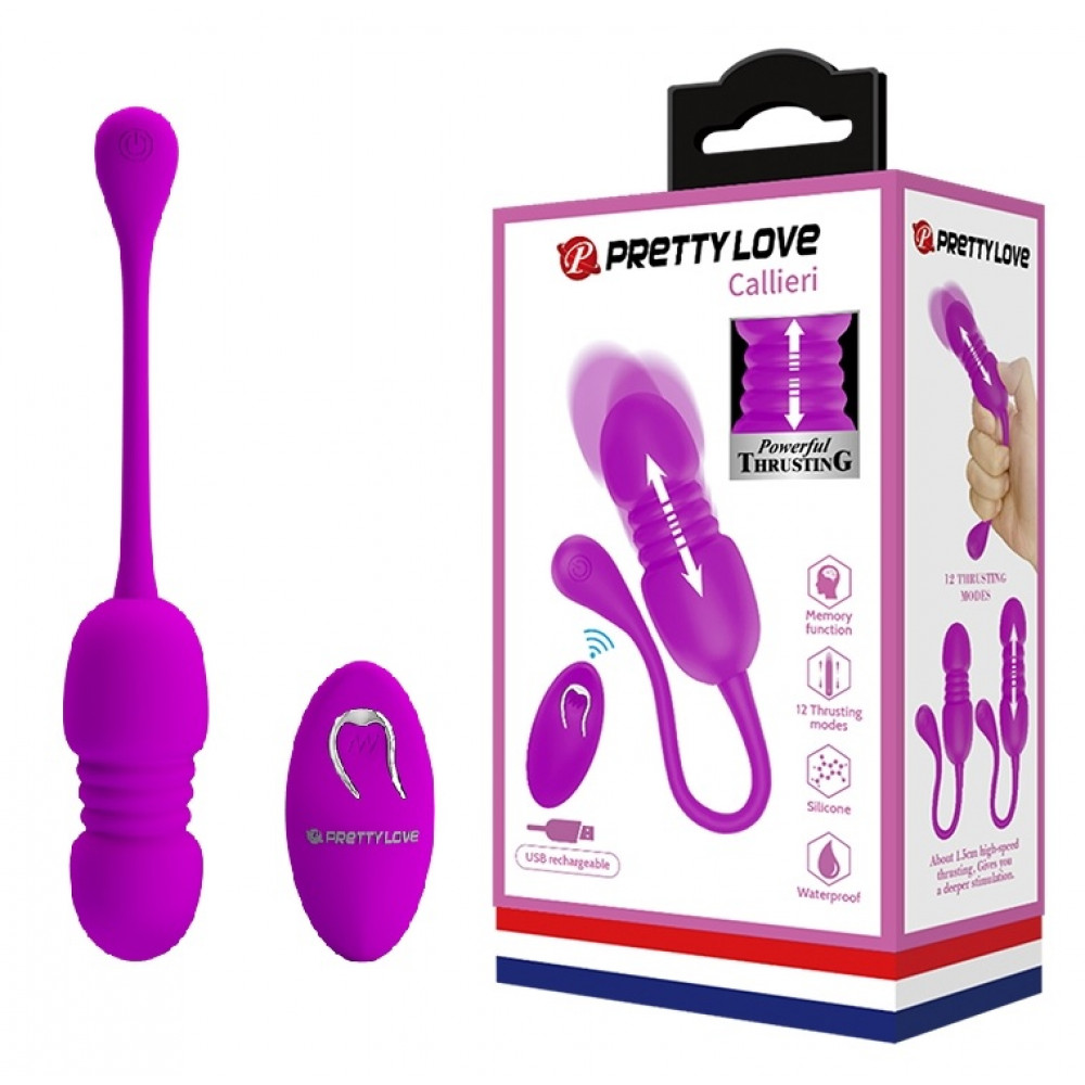 Різне - Віброяйце з дистанційним керуванням та зворотно-поступальним рухом Pretty Love - Callieri, BI-014892W