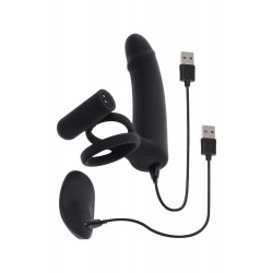 Вибратор с кольцами и вибропулей Gender X с пультом, черный, 14.6 х 3.8 см