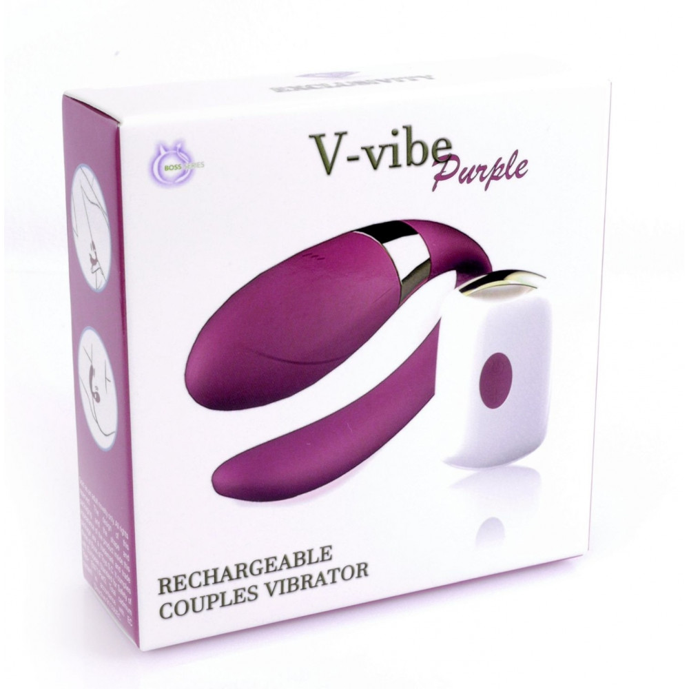 Вибратор - Вибромассажер для пар с пультом ДУ - Boss Series V-Vibe Purple USB 7 Function, BS6200002 3