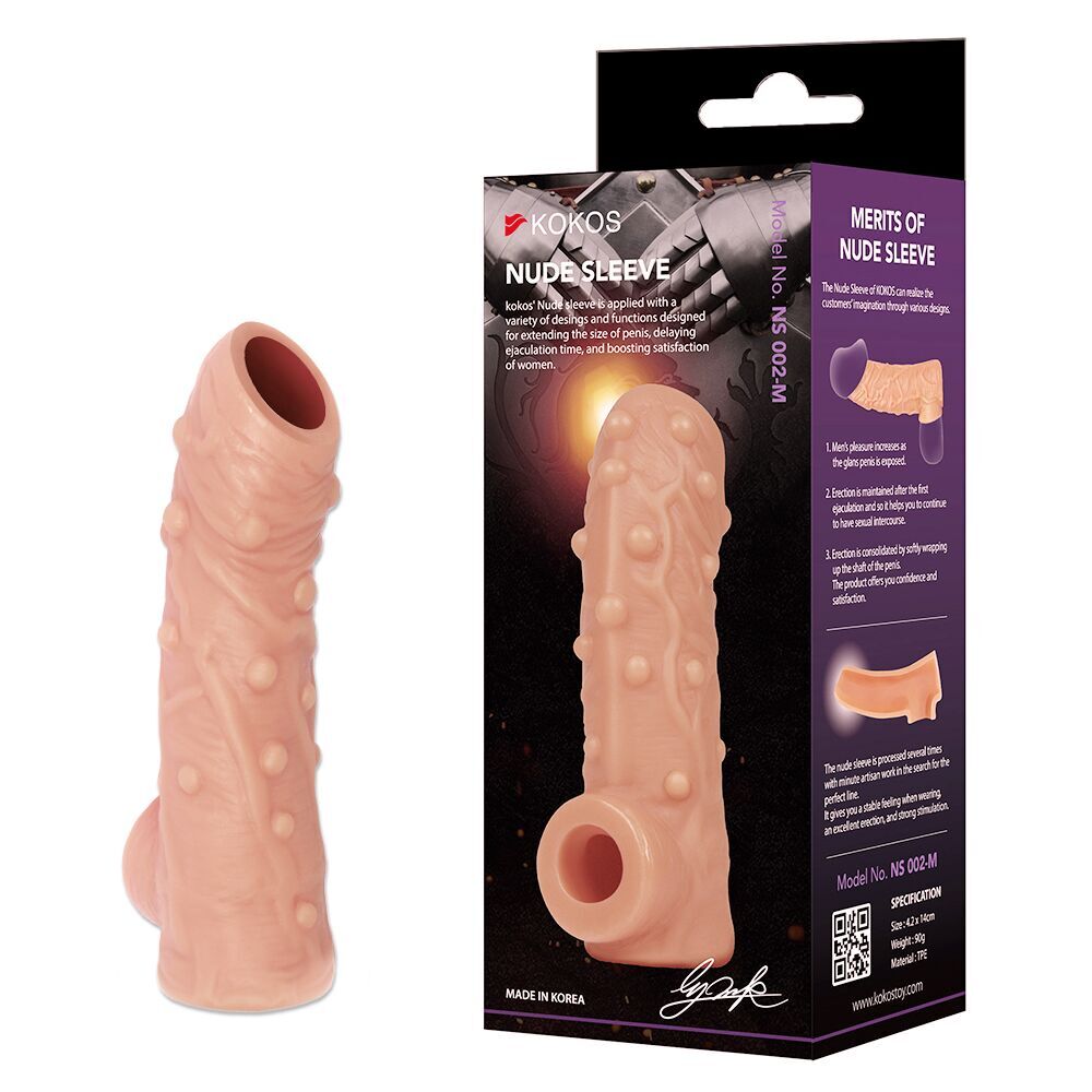 Ерегційні кільця без вібрації - Насадка на член Kokos Nude Sleeve NS 002 S 1