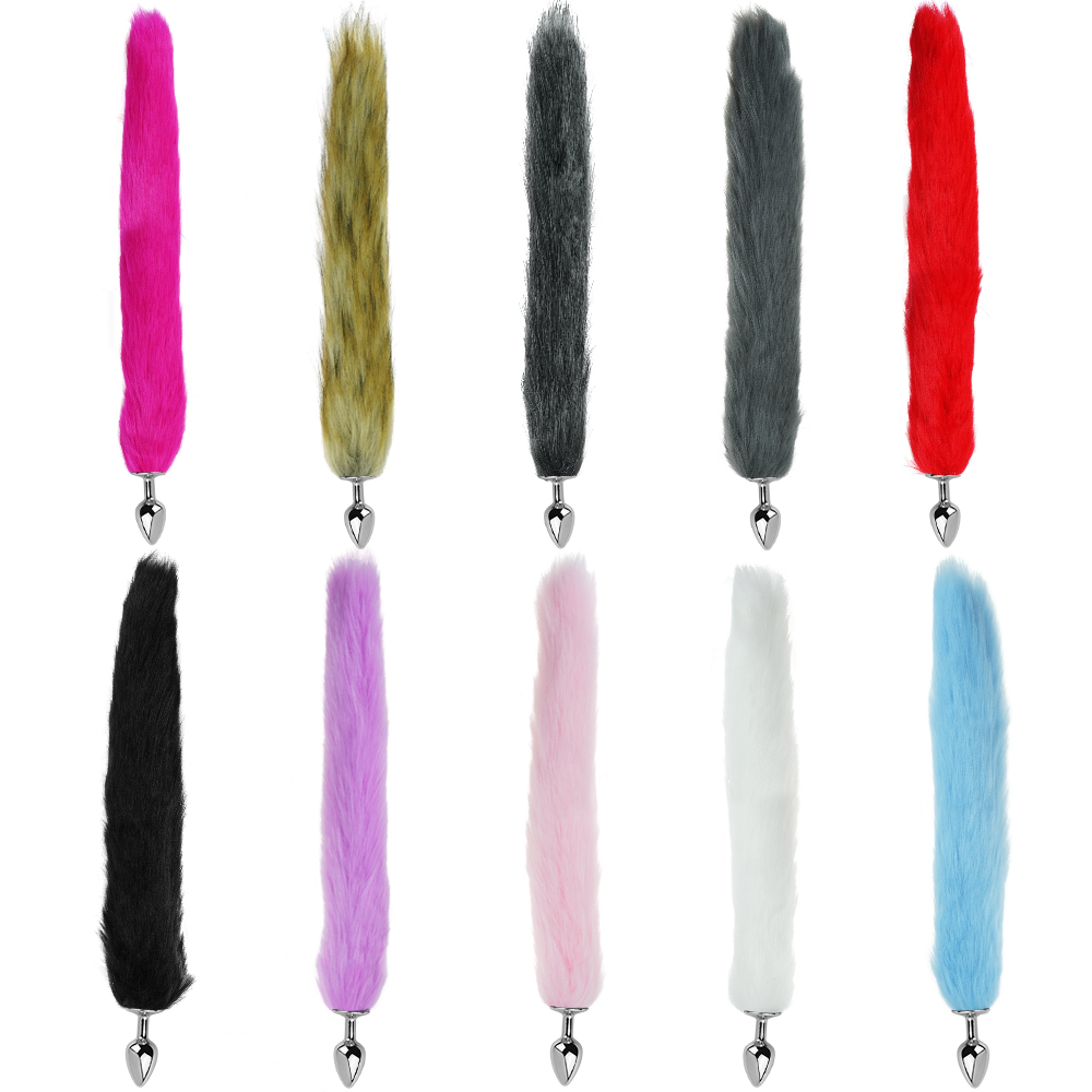 Анальные игрушки без вибрации - Анальная пробка с хвостом EGZO - Fox Tail Silver Plug Blue, size S 3