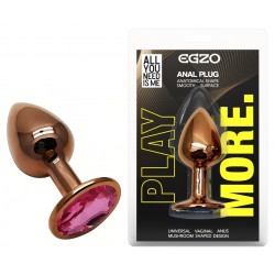 Анальная пробка с кристаллом EGZO - Dark Gold Round Plug Rose, size S