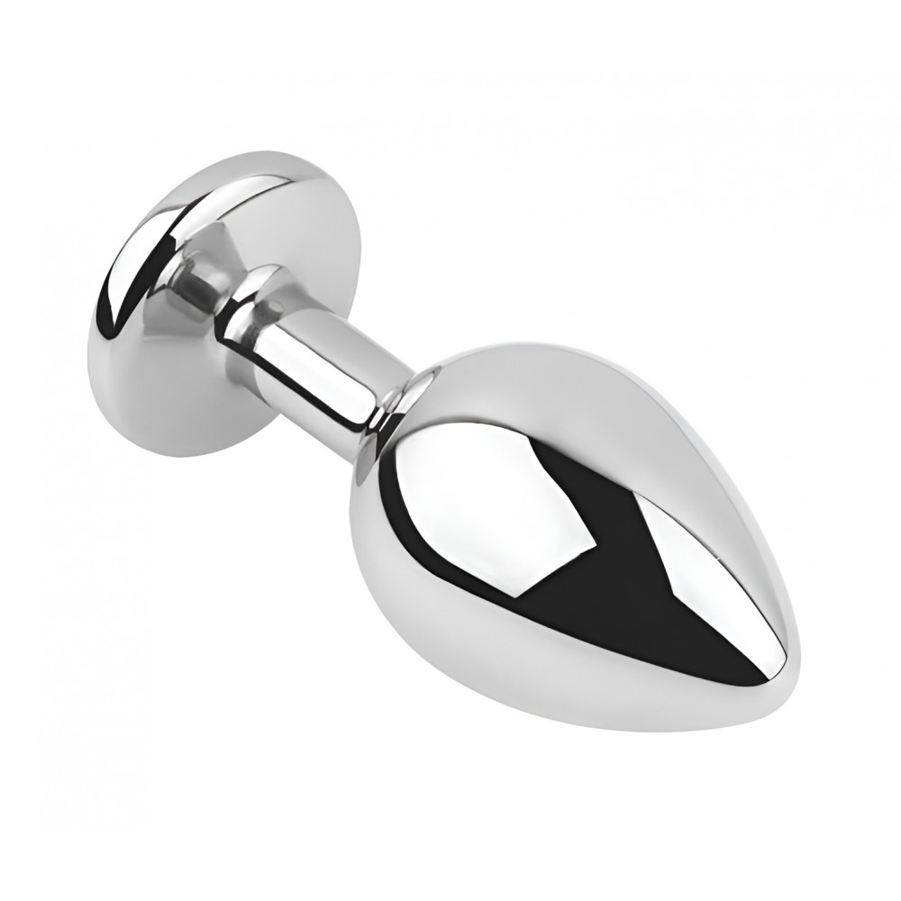  - Анальная пробка с кристаллом EGZO - Silver Round Plug Pink size M 2