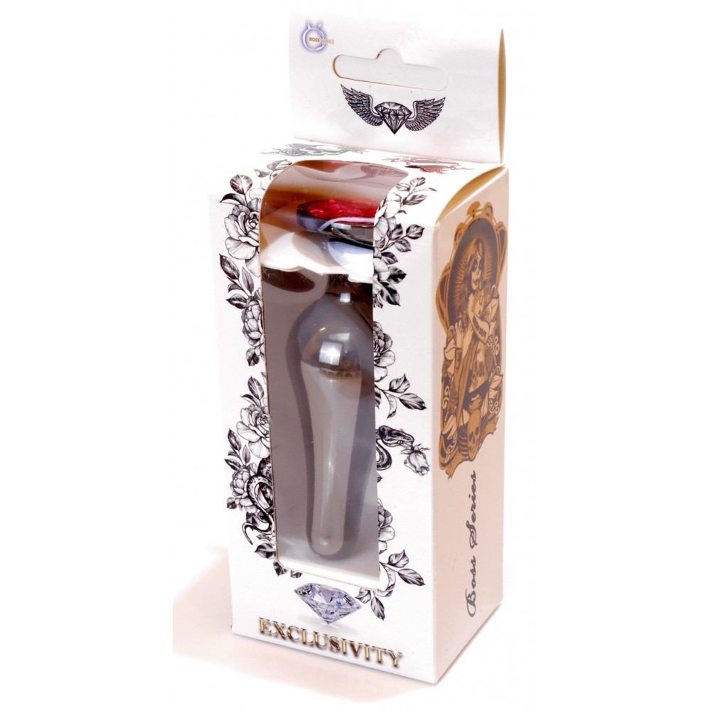 Анальные игрушки без вибрации - Анальная пробка Boss Series - Jewellery Dark Silver BUTT PLUG Pink, BS6400053 7