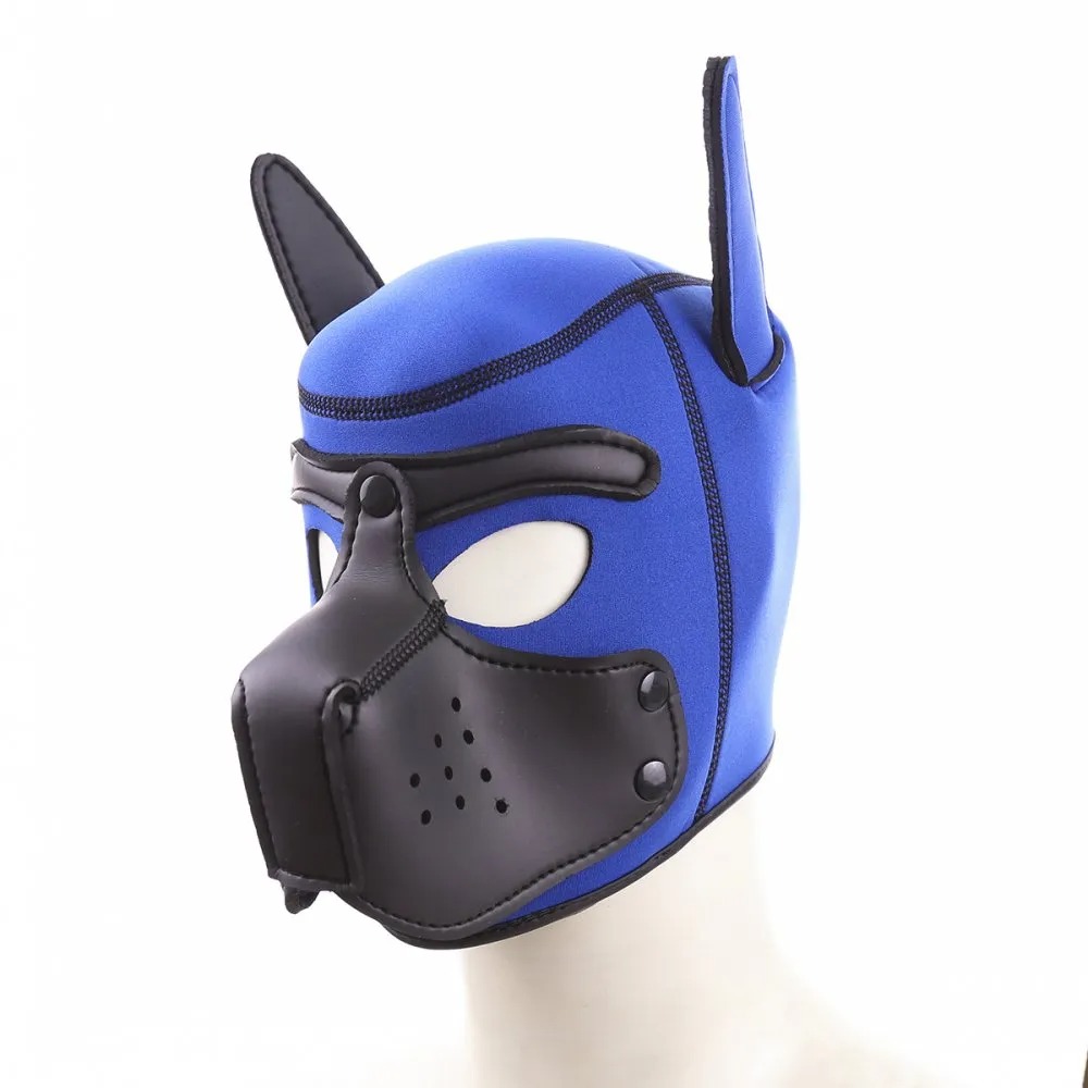 БДСМ игрушки - Бдсм маска собаки Be My Master Bondage Puppy Hood Blue
