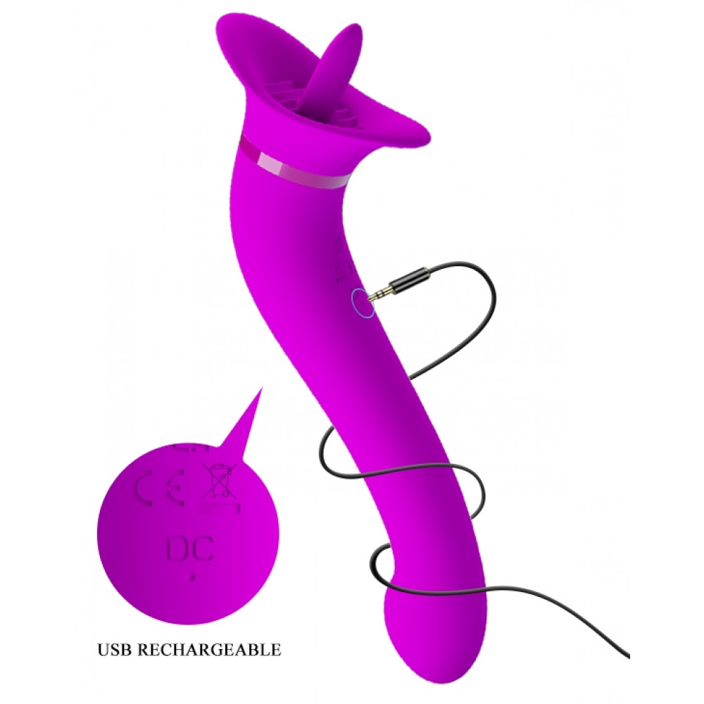  - Двосторонній вібростимулятор із кліторальним стимулятором язичком Pretty Love - FAUST, BI-014886 7