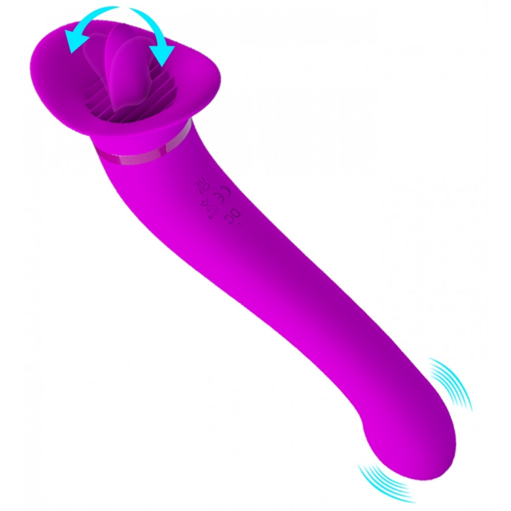  - Двосторонній вібростимулятор із кліторальним стимулятором язичком Pretty Love - FAUST, BI-014886 1