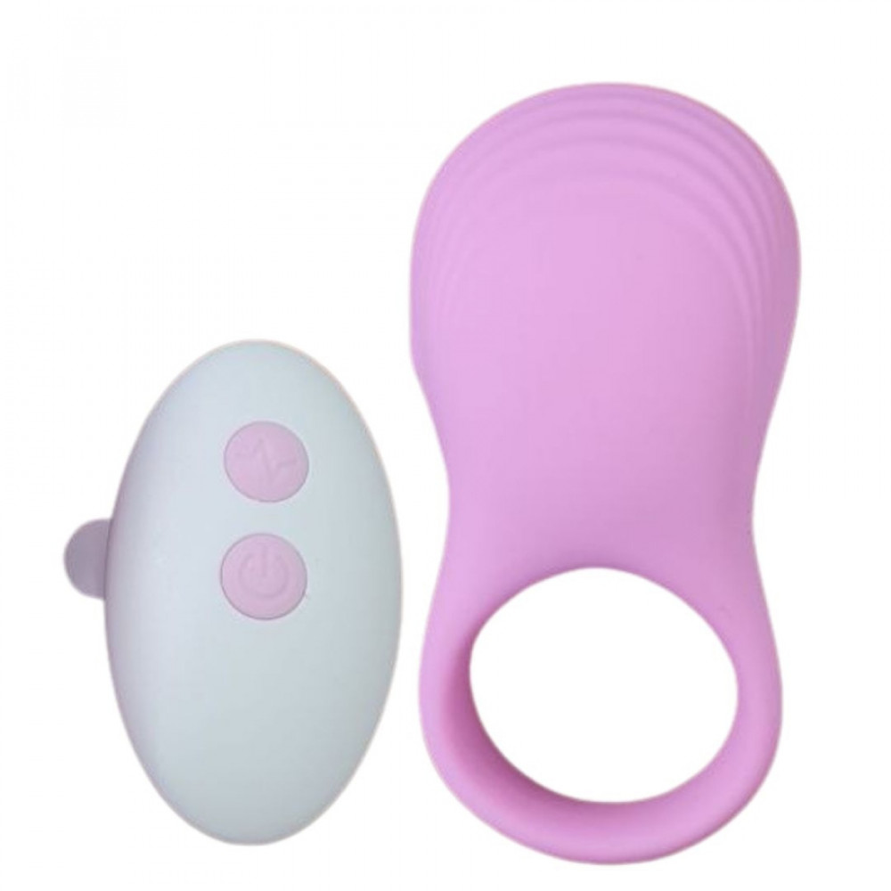 Эрекционные кольца с вибрацией - Эрекционное виброкольцо Sweet Em с пультом, розовый, 8.5 х 4.5 см 1