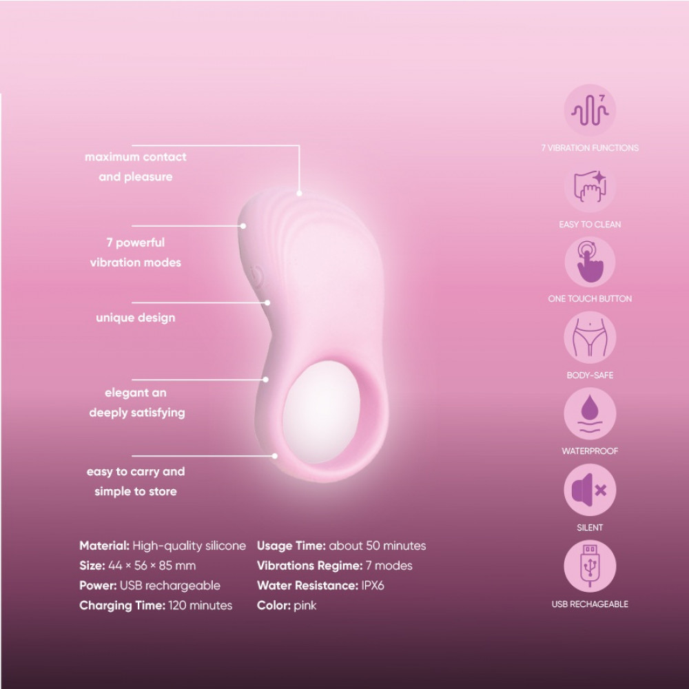 Эрекционные кольца с вибрацией - Эрекционное виброкольцо Sweet Em с пультом, розовый, 8.5 х 4.5 см 7