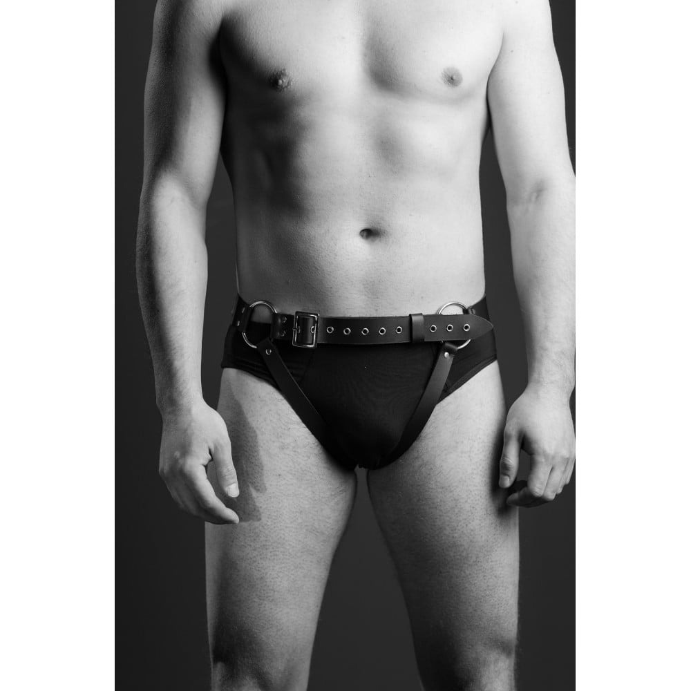  - Гартери-труси чоловічі One Size MG5 з натуральної шкіри, чорні 2